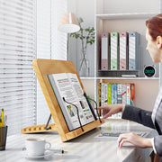 ブックスタンド 書見台 読書スタンド ブックホルダー タブレットスタンド PCスタンド 生活雑貨 長方形 角度調整 アーム付き 木目調 A5 ブラウン ナチュラル シンプル シック おしゃれ