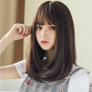 ウィッグ フルウィッグ セミロング レディース 女性 婦人 ストレート かつら 全頭 ミディアム 内巻き ナチュラル 自然 かわいい おしゃれ 鎖骨 前髪 コスプレ