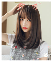 ウィッグ フルウィッグ セミロング レディース 女性 婦人 ストレート かつら 全頭 ミディアム 内巻き ナチュラル 自然 かわいい おしゃれ 鎖骨 前髪 コスプレ