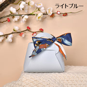 ラッピング袋 ギフトバッグ レザー調 組み立て式 手提げ リボン付き 小物入れ かわいい おしゃれ 上品 高級感 ラッピングボックス プレゼント 記念日 誕生日 贈り物 ギフト用品 包装袋
