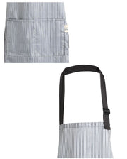 エプロン カフェエプロン 首掛け式 前掛け ポケット お手拭き タオル ストライプ 縦縞 キッチン用品 家事 調理 台所 防水 レディース メンズ 男女兼用