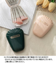 メイクブラシ 5本セット  ケース入り ミラー付き シェル 貝殻 おしゃれ かわいい メイク道具 コスメ 化粧道具 化粧筆 コンパクト パウダーブラシ アイシャドウブラシ リップブラシ 携帯 持ち運び 旅行 整理 便利