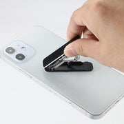 スマホスタンド 折りたたみ 薄型 貼るだけ スマホ iPhone 携帯電話 シール式 粘着テープ  タブレット 高さ調節可 横置き 縦置き 小ぶり コンパクト 便利 おしゃれ 長方形 スクエア ミニ 単色 無地 シンプル 黒 灰 銀色 赤 緑