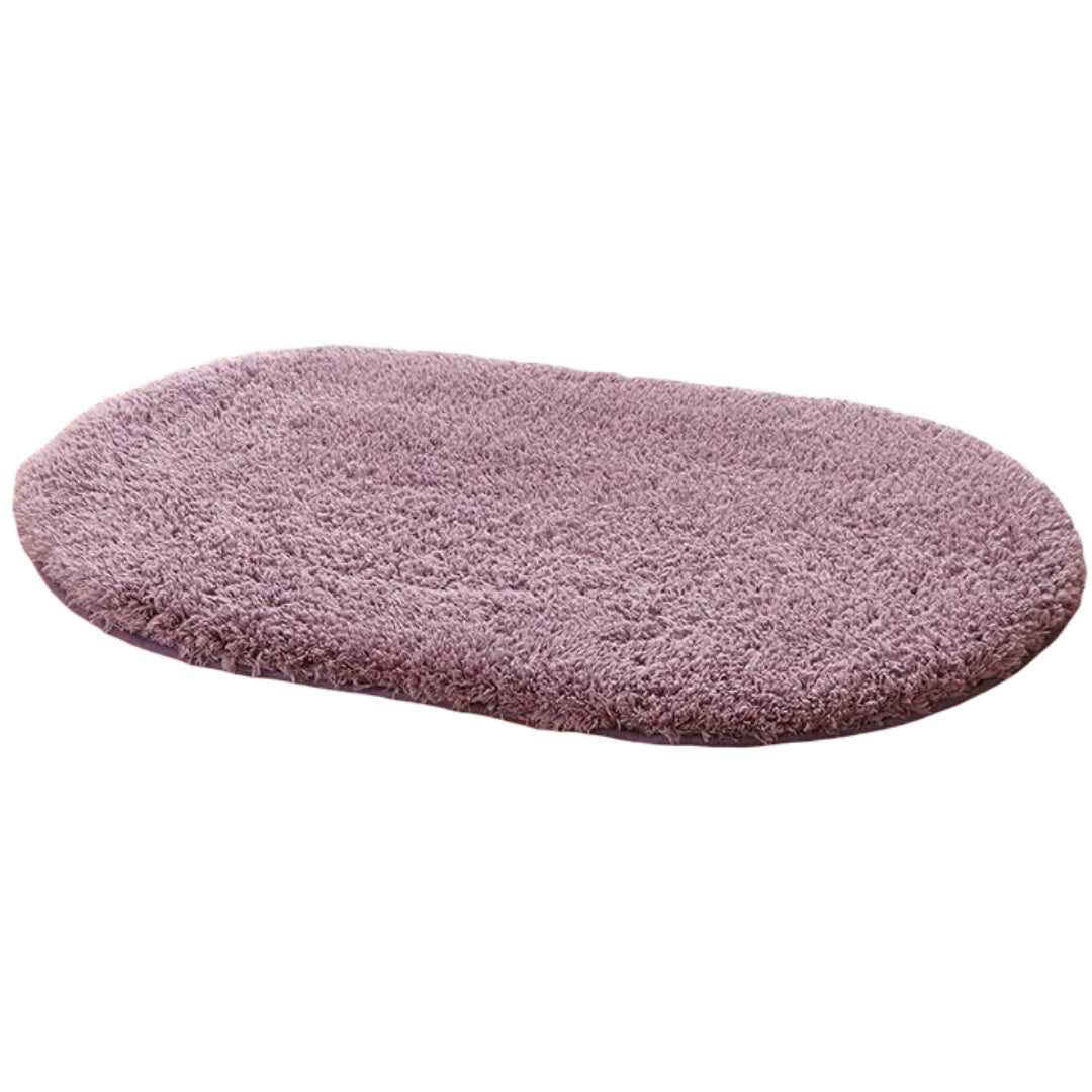 玄関マット フロアマット 室内用 40cm 60cm 楕円 ふわふわ フワフワ トイレマット バスマット 洗面所マット リビング 寝室 脱衣所 滑り止め付き カラバリ豊富 小さめ ホワイト 白 ブラウン 茶 ピンク