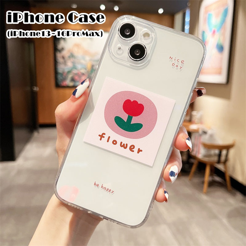 iPhoneケース iPhoneカバー スマホカバー スマホケース レディース 女性 スマホアクセサリー スマホ周辺機器 傷防止 イラスト 英語 英字 花柄 フラワー チューリップ 透明 クリア ピンク カジュアル ポップ ガーリー フェミニン 可愛い キュート おしゃれ