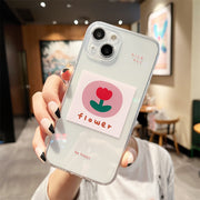 iPhoneケース iPhoneカバー スマホカバー スマホケース レディース 女性 スマホアクセサリー スマホ周辺機器 傷防止 イラスト 英語 英字 花柄 フラワー チューリップ 透明 クリア ピンク カジュアル ポップ ガーリー フェミニン 可愛い キュート おしゃれ