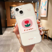 iPhoneケース iPhoneカバー スマホカバー スマホケース レディース 女性 スマホアクセサリー スマホ周辺機器 傷防止 イラスト 英語 英字 花柄 フラワー チューリップ 透明 クリア ピンク カジュアル ポップ ガーリー フェミニン 可愛い キュート おしゃれ