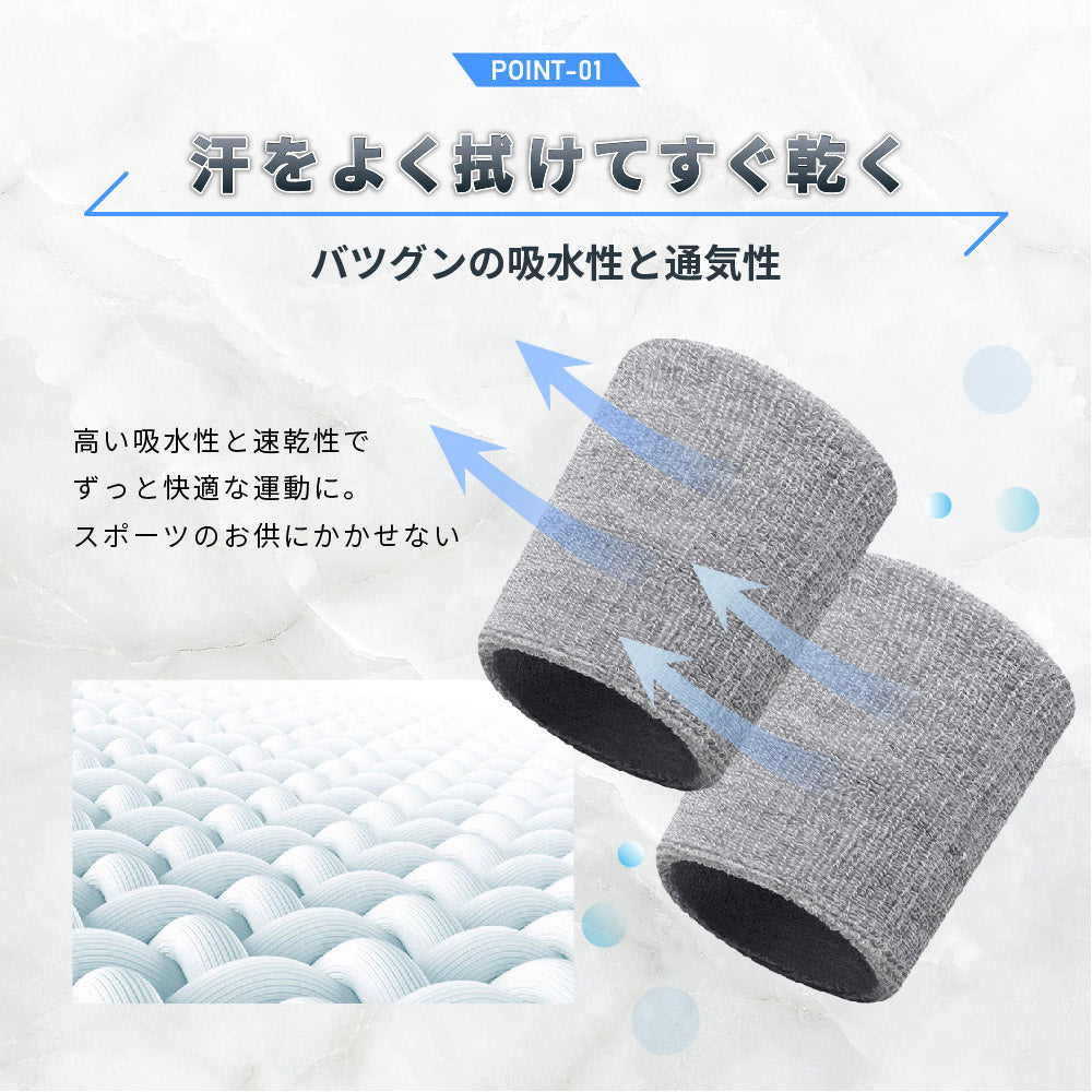 2個セット リストバンド カラーリストバンド 手首サポーター 汗拭き 汗止め 商品画像3