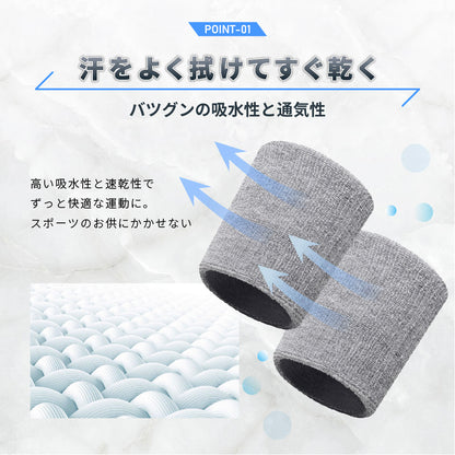2個セット リストバンド カラーリストバンド 手首サポーター 汗拭き 汗止め 商品画像3