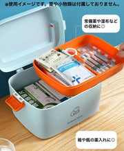 救急箱 薬入れ 薬ケース 2段 トレー付き 持ち手 ファーストエイドボックス 整理整頓 収納 小物入れ かわいい シンプル 便利 常備薬入れ