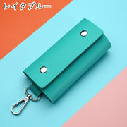 キーケース キーホルダー ユニセックス レディース メンズ 女性 男性 男女兼用 アクセサリー ファッション雑貨 円筒形 三つ折り 折りたたみ スナップボタン フェイクレザー 無地 ブラック ピンク シンプル かわいい キュート カジュアル ポップ
