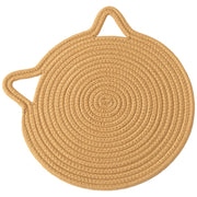 鍋敷き 生活雑貨 キッチン雑貨 キッチンファブリック 30cm 猫型 ネコ型 丸形 ラウンド 布製 無地 カラフル グレー オフホワイト シンプル カジュアル かわいい キュート ポップ おしゃれ