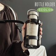 水筒ホルダー 水筒ケース ボトルホルダー ドリンクホルダー 水筒入れ 斜め掛け 肩掛け フェイクレザー メンズ レディース ユニセックス レザー調 おしゃれ お出かけ アウトドア ウォーキング 登山 フィッシング 長さ調整可能