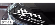 カーステッカー 車用ステッカー デカール ボディステッカー 車用シール Sports 英字 ロゴ チェッカーフラッグ風 チェック 自動車用 車用品 外装 カーアクセサリー ドレスアップ デコレーション おしゃれ かっこいい 傷隠し 白 黒 ホワイト ブラック