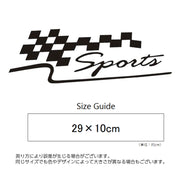 カーステッカー 車用ステッカー デカール ボディステッカー 車用シール Sports 英字 ロゴ チェッカーフラッグ風 チェック 自動車用 車用品 外装 カーアクセサリー ドレスアップ デコレーション おしゃれ かっこいい 傷隠し 白 黒 ホワイト ブラック