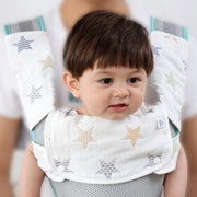 抱っこひも用よだれカバー 胸当てよだれパッド 3点セット ベビー用品 赤ちゃん 出産祝い ガーゼ リバーシブル 前向き 着脱簡単 ショルダーカバー ビブ 抱っこ紐 おんぶ紐 スナップボタン プリント クマ ウサギ フルーツ レインボー 可愛い かわいい おしゃれ お洒落 ベビーカー  子供 子ども こども 幼児 乳児 新生児 男の子 女の子 男児 女児 ギフト 贈り物
