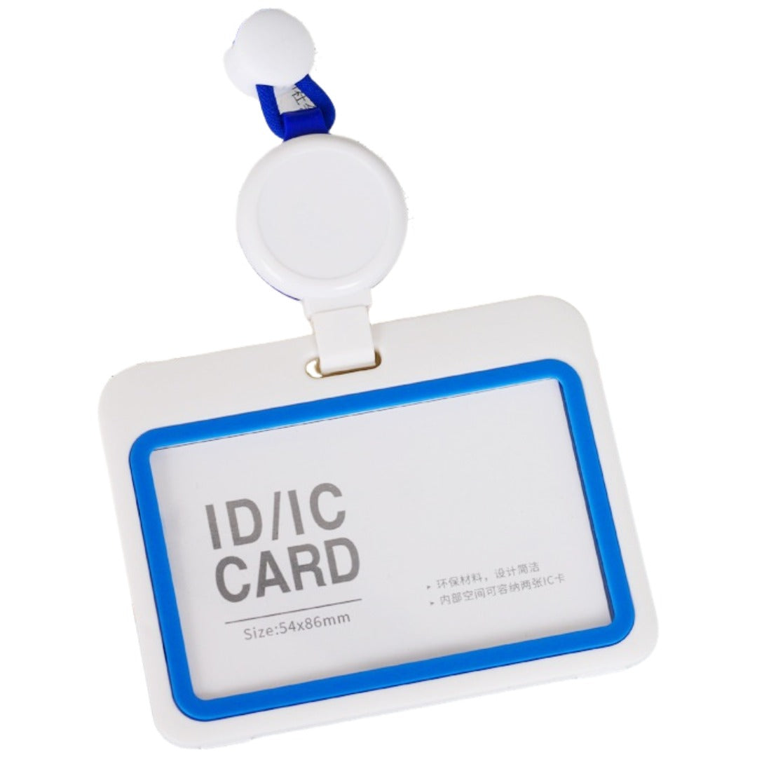 パスケース IDカードホルダー ストラップ付 横型 定期入れ IDカードケース ブルー バリエーション画像