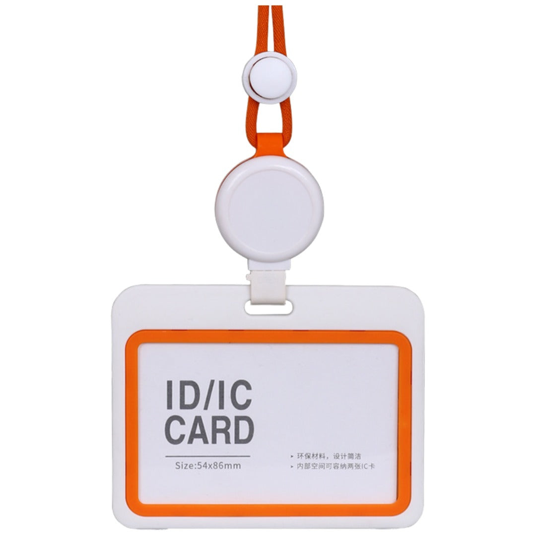 パスケース IDカードホルダー ストラップ付 横型 定期入れ IDカードケース オレンジ バリエーション画像
