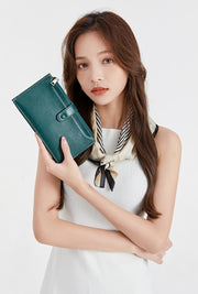 長財布 ウォレット レディース メンズ 男女兼用 カードケース 財布 二つ折り RFID ファスナー 青 黒 茶色 レザー調 フェイクレザー シンプル スキミング防止