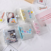 ミニバインダー 3穴 トレカケース メモ帳 透明 クリア ラメ入り 保護 トレカ収納 チェキ収納 写真収納 整理 シンプル 便利 ビジネス オフィス 学生 文具 事務用品