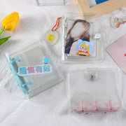 ミニバインダー 3穴 トレカケース メモ帳 透明 クリア ラメ入り 保護 トレカ収納 チェキ収納 写真収納 整理 シンプル 便利 ビジネス オフィス 学生 文具 事務用品