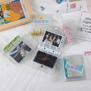 ミニバインダー 3穴 トレカケース メモ帳 透明 クリア ラメ入り 保護 トレカ収納 チェキ収納 写真収納 整理 シンプル 便利 ビジネス オフィス 学生 文具 事務用品