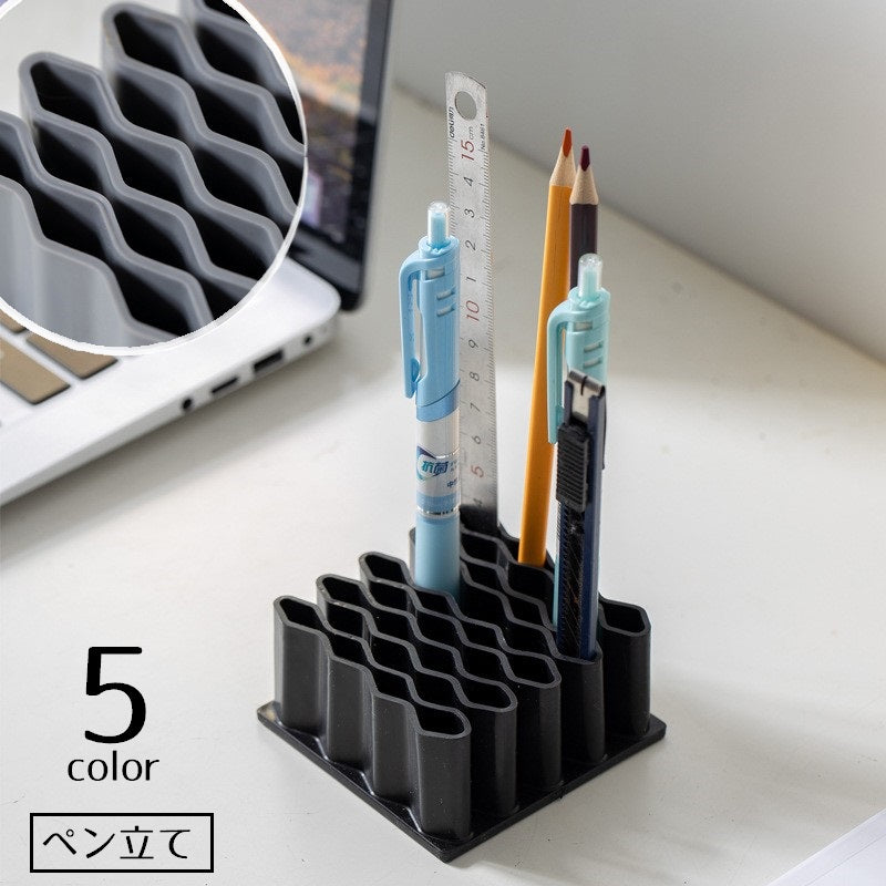 ペン立て ペンスタンド 鉛筆立て ブラシスタンド 筆立て ペンホルダー 文房具 事務用品 整理整頓 差し込む シンプル 便利グッズ カジュアル スタイリッシュ 単色 ラメ入り おしゃれ 省スペース 黒 白 赤 ピンク