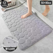 バスマット 足ふきマット 50×80cm 吸水 ふかふか 厚め 滑り止め 玄関 トイレ 浴室 洗面所 フロアマット ドアマット 石畳風 模様入り 風呂 バスルーム 脱衣所 キッチン リビング シンプル 足拭き 室内 屋内 インテリア雑貨