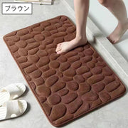 バスマット 足ふきマット 40×60cm 吸水 ふかふか 厚め 滑り止め 玄関 トイレ 浴室 洗面所 フロアマット ドアマット 石畳風 模様入り 風呂 バスルーム 脱衣所 キッチン リビング シンプル 足拭き 室内 屋内 インテリア雑貨
