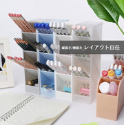 ペン立て ペンスタンド 小物収納ボックス デスクオーガナイザー コスメBOX 文房具入れ 卓上ホルダー 間仕切り 傾斜 整理整頓箱