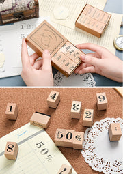 スタンプ デザインスタンプ 単品 1箱 ゴム印 はんこ 判子 木製 数字 曜日 月 12か月 おしゃれ かわいい 英語 英字 手帳 手紙 雑貨 BOXセット ギフト プレゼント