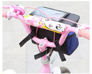 自転車バッグ フロントバッグ 車体装着 かばん 鞄 面ファスナー 子供用自転車 かご ハンギング 簡単取り付け ハンドルバッグ ストライダー マウンテンバイク クリアポケット メッシュポケット おしゃれ