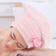タオルキャップ ヘッドタオル ヘアキャップ ヘアドライ用タオル レディース 女性 生活雑貨 入浴グッズ ギャザーゴム リボン 無地 ピンク ブルー シンプル かわいい キュート 使いやすい