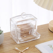 綿棒ケース コットンケース アクリル 透明 クリア メイク道具 収納ケース ケース 小物入れ コットン収納 綿棒収納 フタ付き 片づけ まとめ 整理整頓 スタッキング可能 洗面所 卓上収納