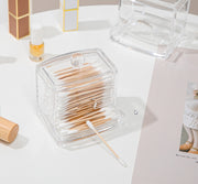 綿棒ケース コットンケース アクリル 透明 クリア メイク道具 収納ケース ケース 小物入れ コットン収納 綿棒収納 フタ付き 片づけ まとめ 整理整頓 スタッキング可能 洗面所 卓上収納