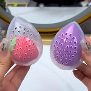 メイクスポンジケース パフケース ホルダー 3Dパフ 立体 タマゴ型 卵型 透明 クリア 乾燥 保管 収納 入れ物 通気性 プラスチック製 便利 かわいい