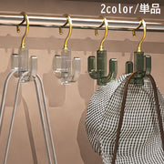 フックハンガー 単品 1個 収納 衣類収納 小物収納 吊り下げ 掛ける 360度回転 省スペース クローゼット ベルト バッグ ネクタイ スカーフ 帽子 シューズ 整理整頓 ゴールドカラー クリア 透明 ダークグリーン おしゃれ かわいい 便利