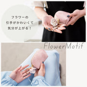 コインケース 小銭入れ レディース 財布 ミニポーチ ミニ財布 フラワー チャーム付き キーリング付き 口紅 リップケース アクセサリー収納 レザー調 通勤 通学 旅行 クレジットカード収納 ポイントカード 大人 かわいい ブラック 黒 ピンク 無地 ベージュ