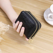 ミニ財布 オルガンカードケース 男女兼用 財布 ダブルジップ スキミング防止 RFID スキミングガード ブラック レッド ブラウン シンプル 軽い カラバリ豊富