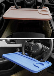 ハンドルテーブル 車内用テーブル トレイ フロントテーブル カー用品 車用 食事 パソコン作業 仕事 カップホルダー ペン置き カラバリ豊富