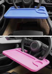 ハンドルテーブル 車内用テーブル トレイ フロントテーブル カー用品 車用 食事 パソコン作業 仕事 カップホルダー ペン置き カラバリ豊富