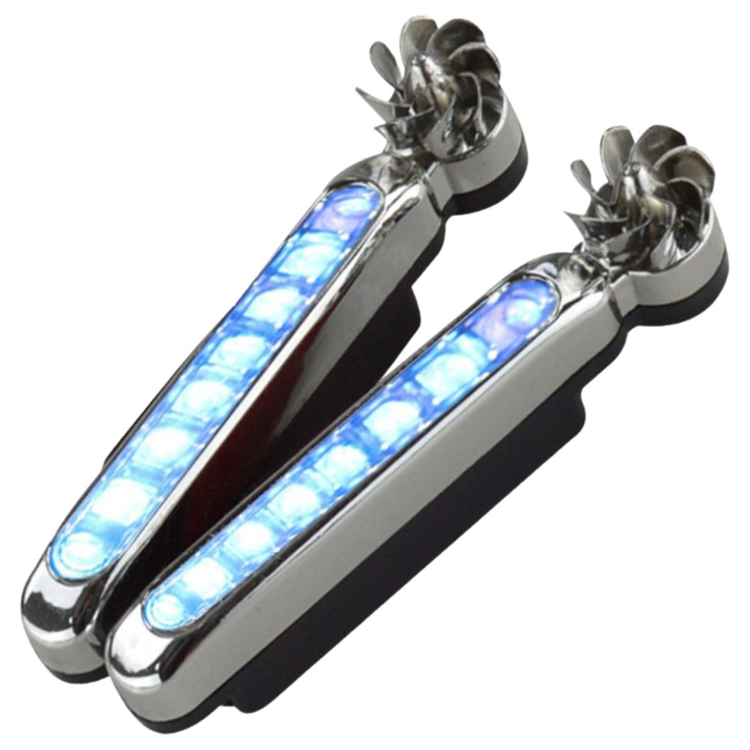 車用デイライト 2個セット 風力発電 風力ライト LED セカンドライト フォグランプ ウィンドパワーライト 電源不要 配線不要 粘着テープ ドレスアップ カスタム デコレーション カーアクセサリー 自動車用品