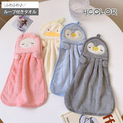 ループ付きタオル 子供用 キッズ ベビー ハンドタオル 吸水 ふわふわ お手拭き 吊り下げ 手洗い 布巾 ふきん アニマル フェイス かわいい ペンギン ひよこ 洗面所 台所 保育所 幼稚園 学校 幼児 乳児 小学生 赤ちゃん 雑貨 子ども用 こども