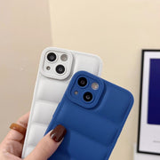 iPhoneケース カバー スマホケース 軽量 ダウンジャケット風 マット シンプル 無地 ソフト 耐衝撃 カメラ保護 背面保護