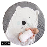 プレイマット ベビー プレーマット ラグ 動物モチーフ フロアマット クッションマット 円形 90cm 赤ちゃん キッズ お昼寝 遊び場 可愛い アニマル クマ ペンギン ゾウ ネコ
