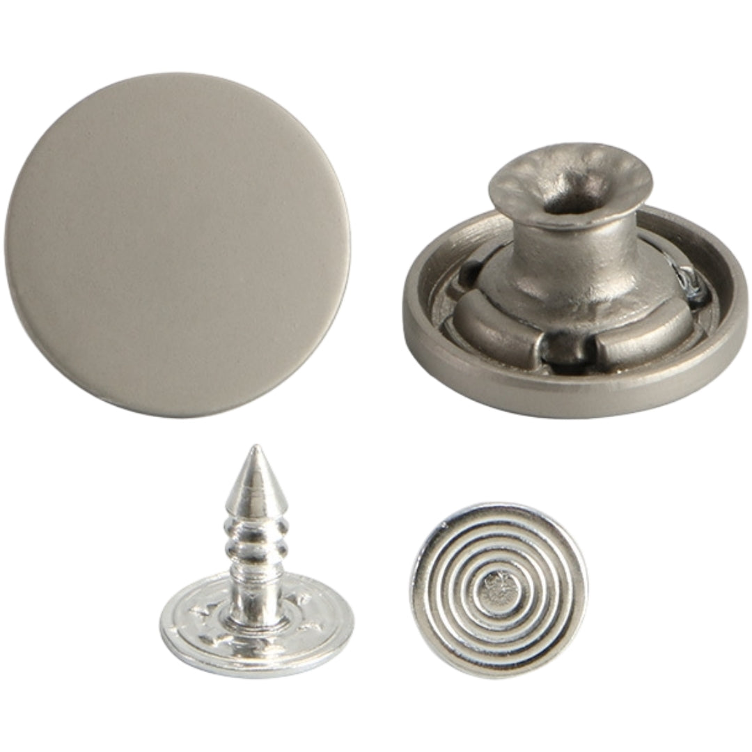 デニムボタン タックボタン 3個セット 金属製 15mm 17mm 20mm ジーンズボタン 手芸 無地 単色 シンプル フラット ハンドクラフト 交換 リメイク 付け替え