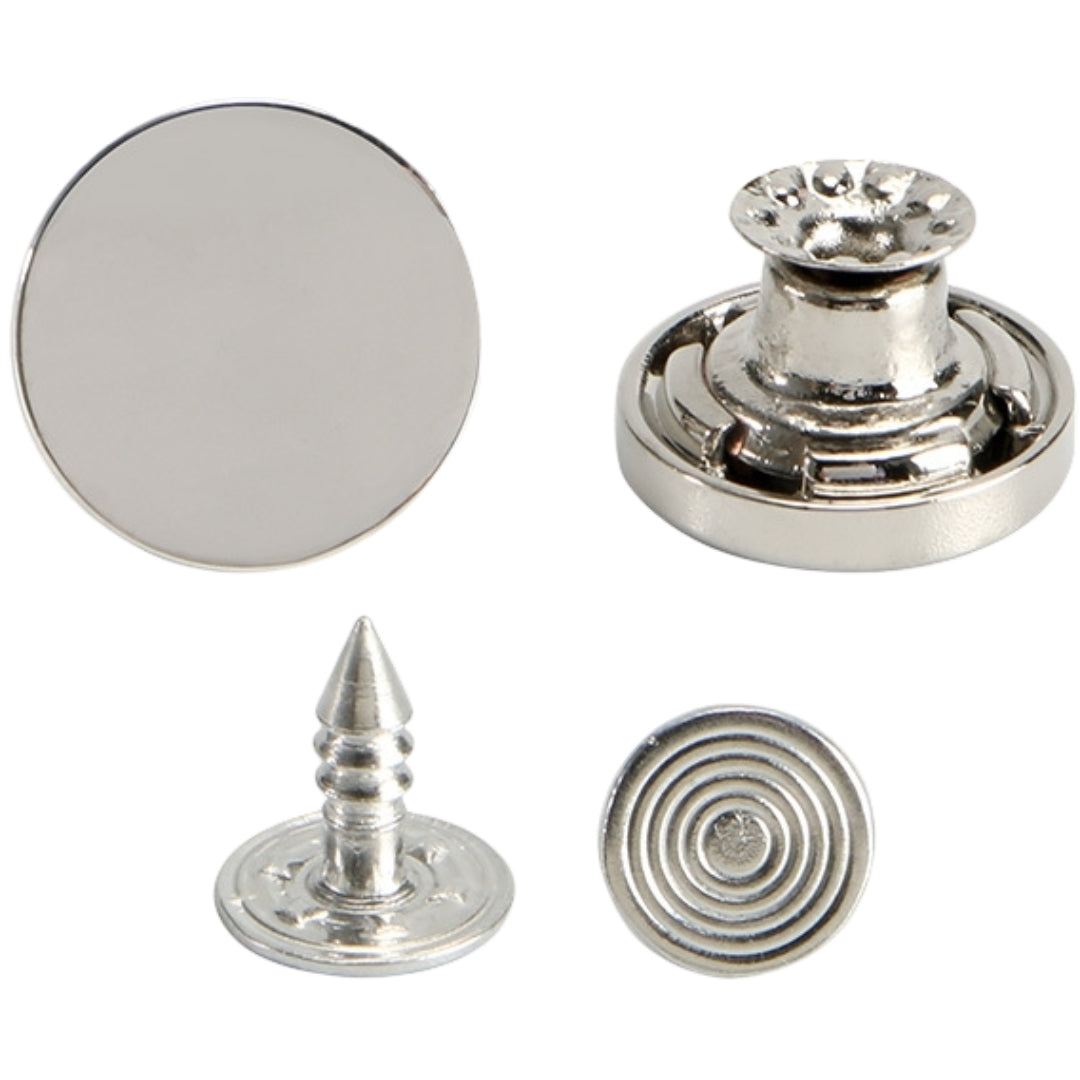 デニムボタン タックボタン 3個セット 金属製 15mm 17mm シルバー3個セット バリエーション画像