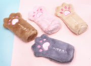 ペンケース 筆箱 文房具入れ ペン入れ 猫 肉球 もこもこ ファスナー ポーチ 小物入れ 可愛い キュート ガールズ レディース