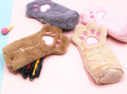 ペンケース 筆箱 文房具入れ ペン入れ 猫 肉球 もこもこ ファスナー ポーチ 小物入れ 可愛い キュート ガールズ レディース