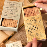 スタンプセット デザインスタンプ ゴム印 はんこ 判子 木製 おしゃれ かわいい 数字 曜日 月 12か月 天気 カレンダー 英語 英字 手帳 手紙 雑貨 BOXセット ギフト プレゼント